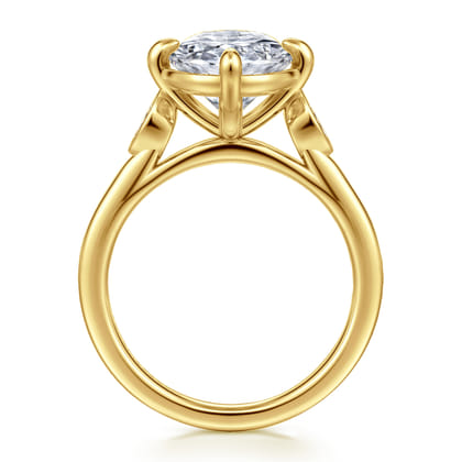 Charli - 14K Yellow Gold Bezel Prong Oval Three Stone Diamond Engagement Ring