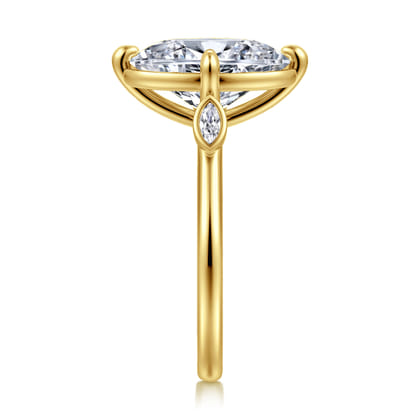 Charli - 14K Yellow Gold Bezel Prong Oval Three Stone Diamond Engagement Ring