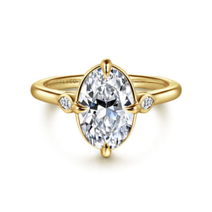 Charli - 14K Yellow Gold Oval Three Stone Diamond Engagement Ring