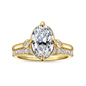 Charli - 14K Yellow Gold Oval Three Stone Diamond Engagement Ring
