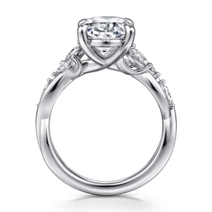 Charlina - 14K White Gold Floral Oval Diamond Engagement Ring
