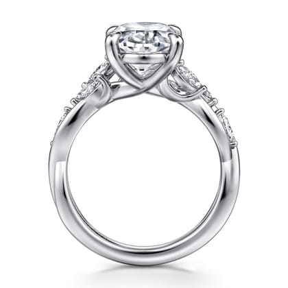 Charlina - 14K White Gold Floral Oval Diamond Engagement Ring
