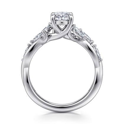 Charlina - 14K White Gold Floral Oval Diamond Engagement Ring