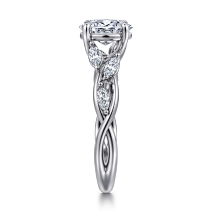 Charlina - 14K White Gold Floral Oval Diamond Engagement Ring