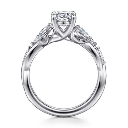 Charlina - 14K White Gold Floral Oval Diamond Engagement Ring