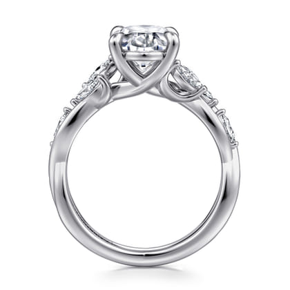 Charlina - 14K White Gold Floral Oval Diamond Engagement Ring