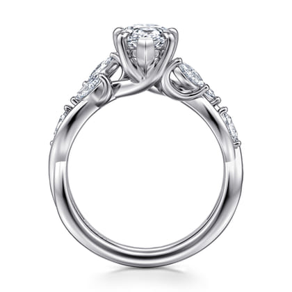Charlina - 14K White Gold Floral Round Diamond Engagement Ring