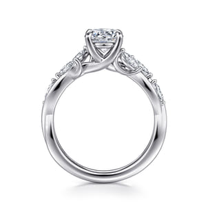 Charlina - 14K White Gold Floral Round Diamond Engagement Ring
