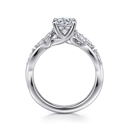 Charlina - 14K White Gold Floral Round Diamond Engagement Ring