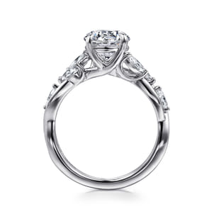 Charlina - 14K White Gold Floral Round Diamond Engagement Ring