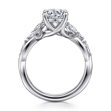 Charlina - 14K White Gold Floral Round Diamond Engagement Ring