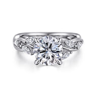Charlina - 14K White Gold Floral Round Diamond Engagement Ring