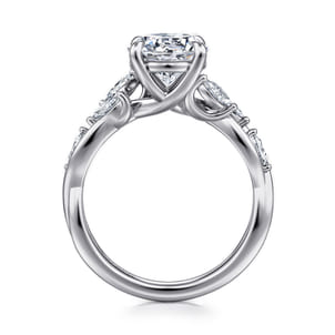 Charlina - 14K White Gold Floral Round Diamond Engagement Ring