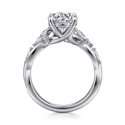 Charlina - 14K White Gold Floral Round Diamond Engagement Ring