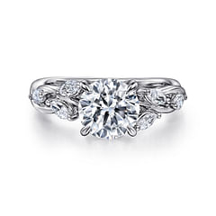 Charlina - 14K White Gold Split Shank Round Diamond Engagement Ring