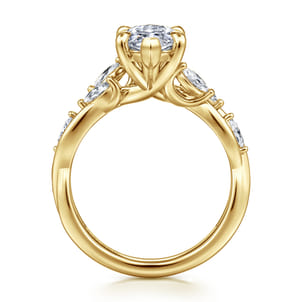 Charlina - 14K Yellow Gold 6 Prong Floral Marquise Shape Diamond Engagement Ring
