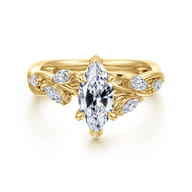 Charlina - 14K Yellow Gold Floral Marquise Diamond Engagement Ring