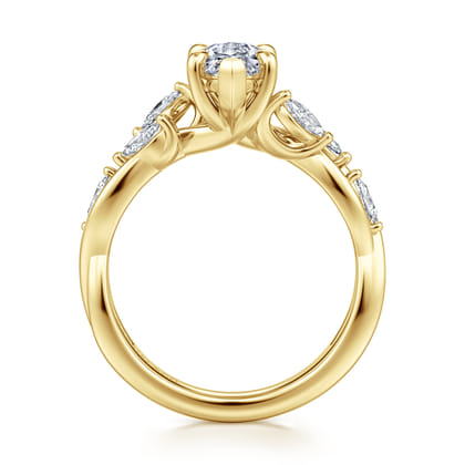 Charlina - 14K Yellow Gold Floral Marquise Diamond Engagement Ring