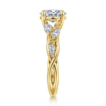 Charlina - 14K Yellow Gold Floral Oval Diamond Engagement Ring