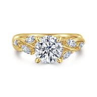 Charlina - 14K Yellow Gold Floral Round Diamond Engagement Ring