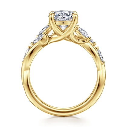Charlina - 14K Yellow Gold Floral Round Diamond Engagement Ring