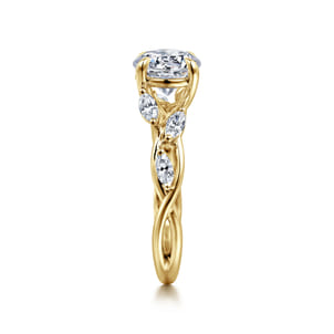 Charlina - 14K Yellow Gold Floral Round Diamond Engagement Ring