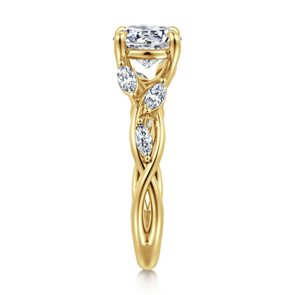 Charlina - 14K Yellow Gold Floral Round Diamond Engagement Ring