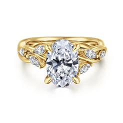14K Yellow Gold Oval Diamond Engagement Ring