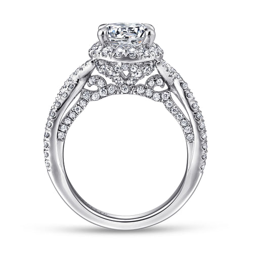 Charlize - 18K White Gold Round Halo Diamond Engagement Ring - 0.97 ct - Shot 2