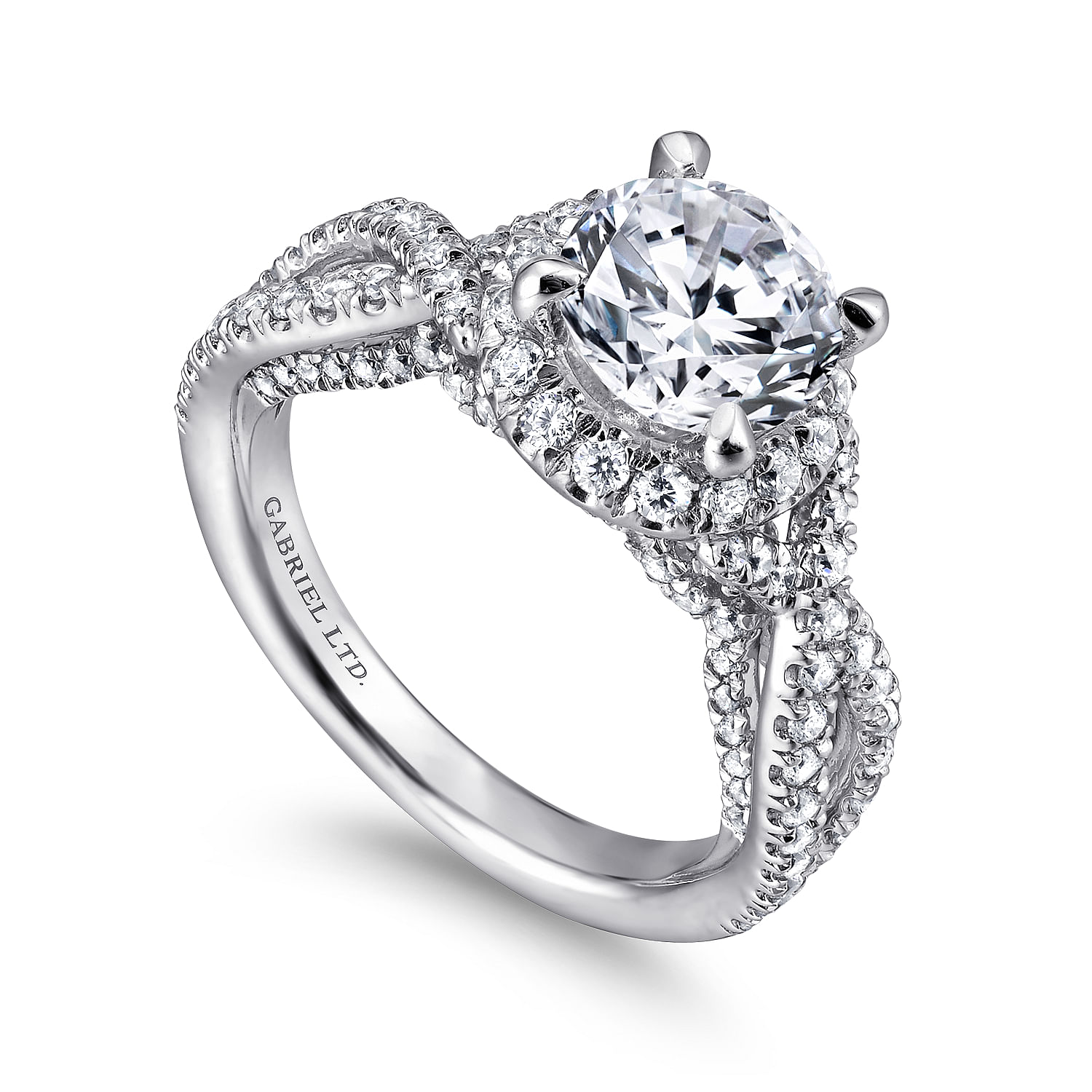 Charlize - 18K White Gold Round Halo Diamond Engagement Ring - 0.97 ct - Shot 3