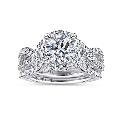 Charlize - 18K White Gold Round Halo Diamond Engagement Ring - 0.97 ct - Shot 4