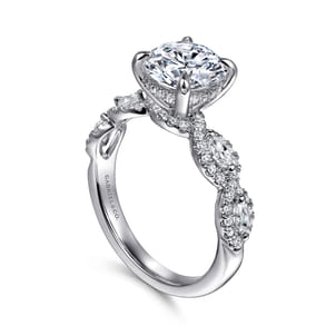 Charlotte - 14K White Gold Twisted Round Diamond Engagement Ring