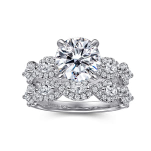 Charlotte - 14K White Gold Twisted Round Diamond Engagement Ring