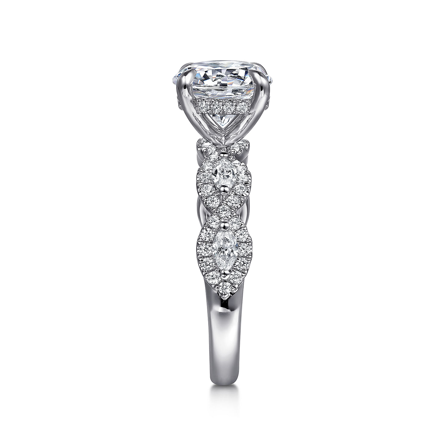 Charlotte - 14K White Gold Twisted Round Diamond Engagement Ring