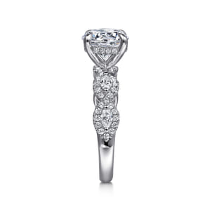 Charlotte - 14K White Gold Twisted Round Diamond Engagement Ring