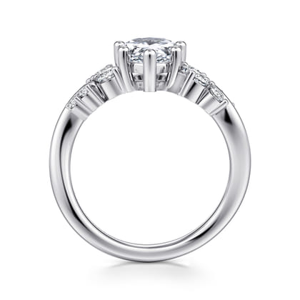 Charm - 14K White Gold Bypass Pear Shape Diamond Engagement Ring