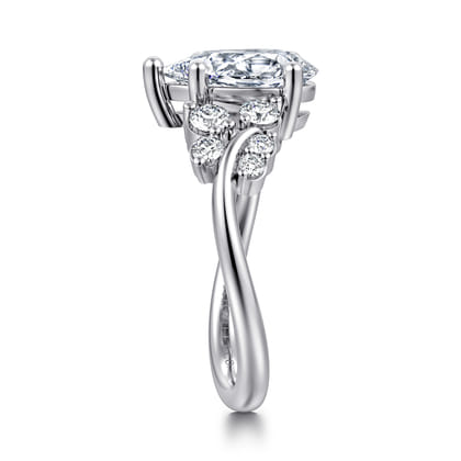 Charm - 14K White Gold Bypass Pear Shape Diamond Engagement Ring