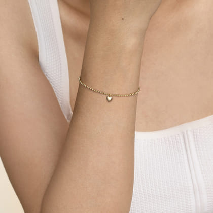 Charm Bracelet Heart 14K Yellow Gold Bujukan