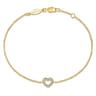 Charm Bracelet Heart 14K Yellow Gold Diamond 0.12ct - 0.12 ct
