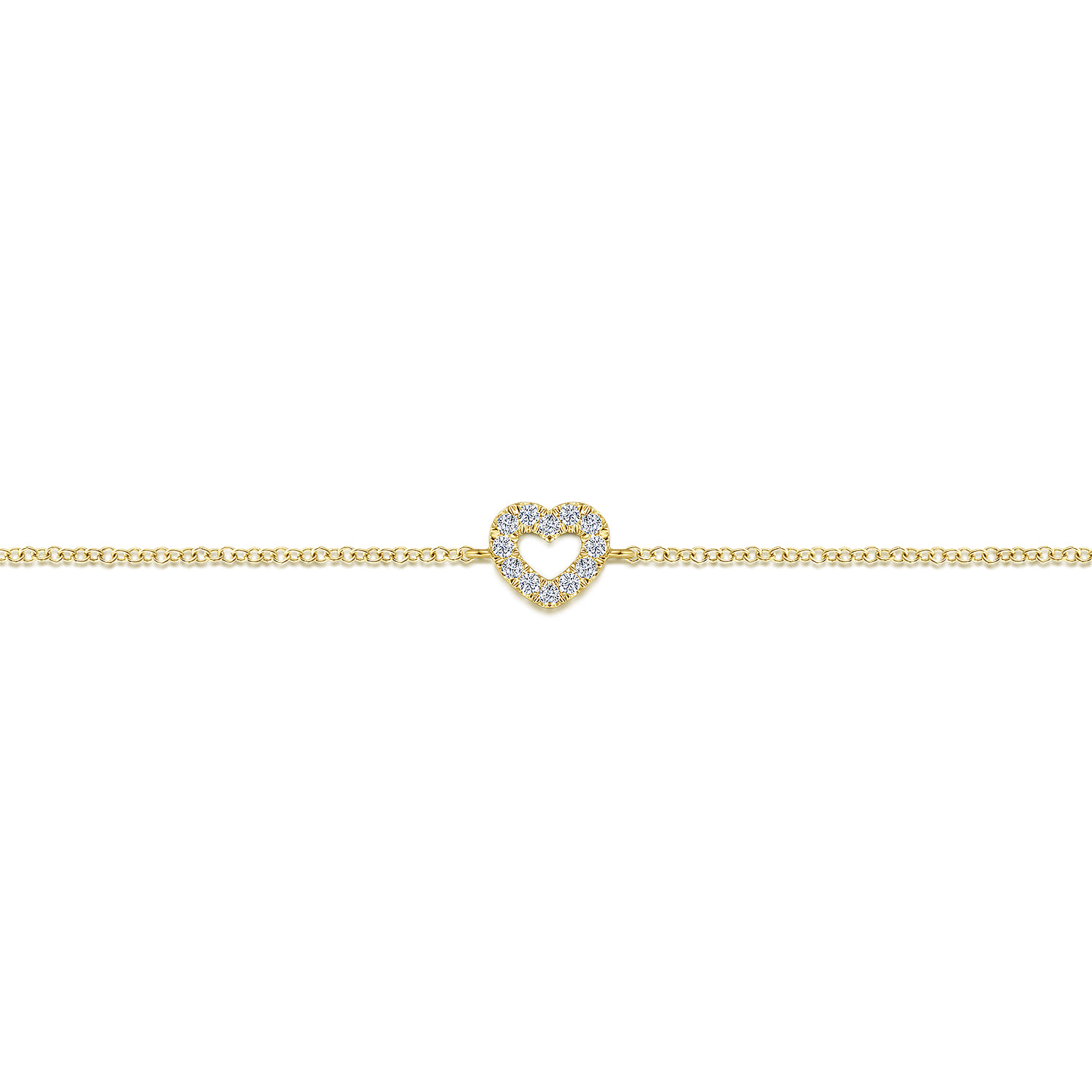 Charm Bracelet Heart 14K Yellow Gold Diamond 0.12ct - 0.12 ct - Shot 2