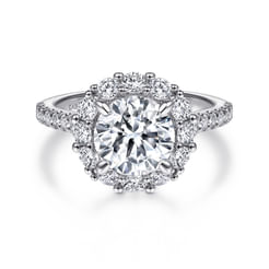 Charmaine - 14K White Gold Round Halo Diamond Engagement Ring