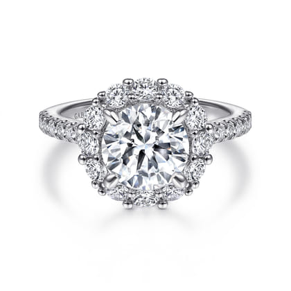 Charmaine - 14K White Gold Round Halo Diamond Engagement Ring