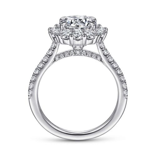 Charmaine - 14K White Gold Round Halo Diamond Engagement Ring - 1 ct - Shot 2