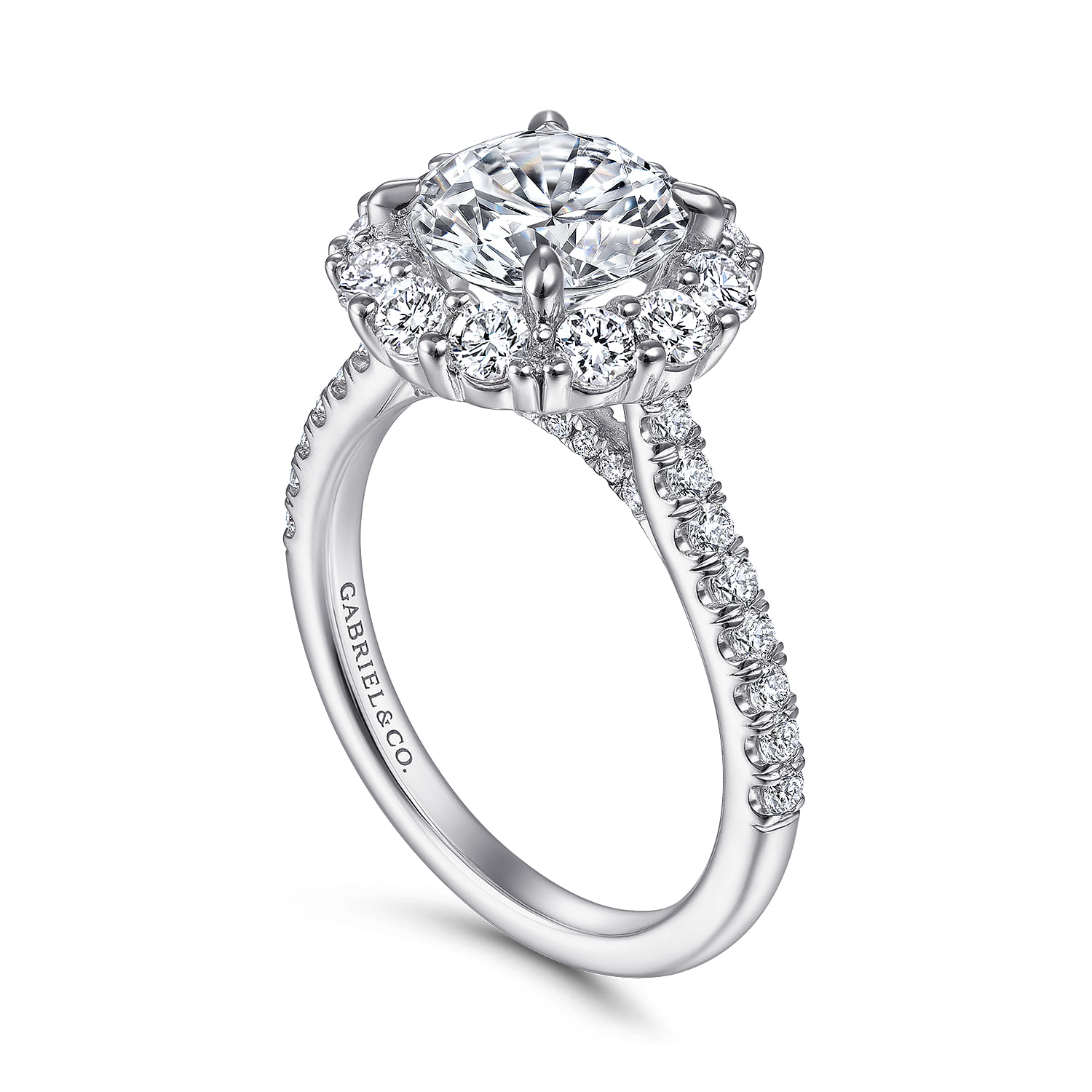 Charmaine - 14K White Gold Round Halo Diamond Engagement Ring