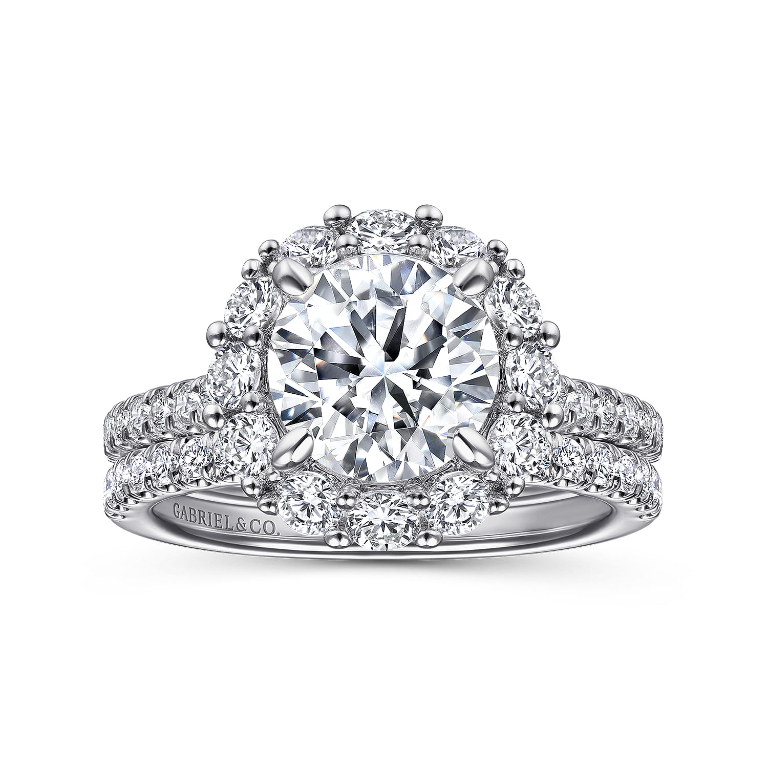 Charmaine - 14K White Gold Round Halo Diamond Engagement Ring
