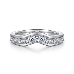 Chartres - Curved 14K White Gold Channel Set Diamond Wedding Band