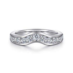 Chartres - Curved 14K White Gold Channel Set Diamond Wedding Band