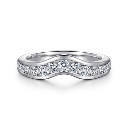 Chartres - Curved 14K White Gold Channel Set Diamond Wedding Band