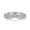 Curved Wedding Ring in 14k White Gold with Round Natural Diamond at Gabriel & Co.