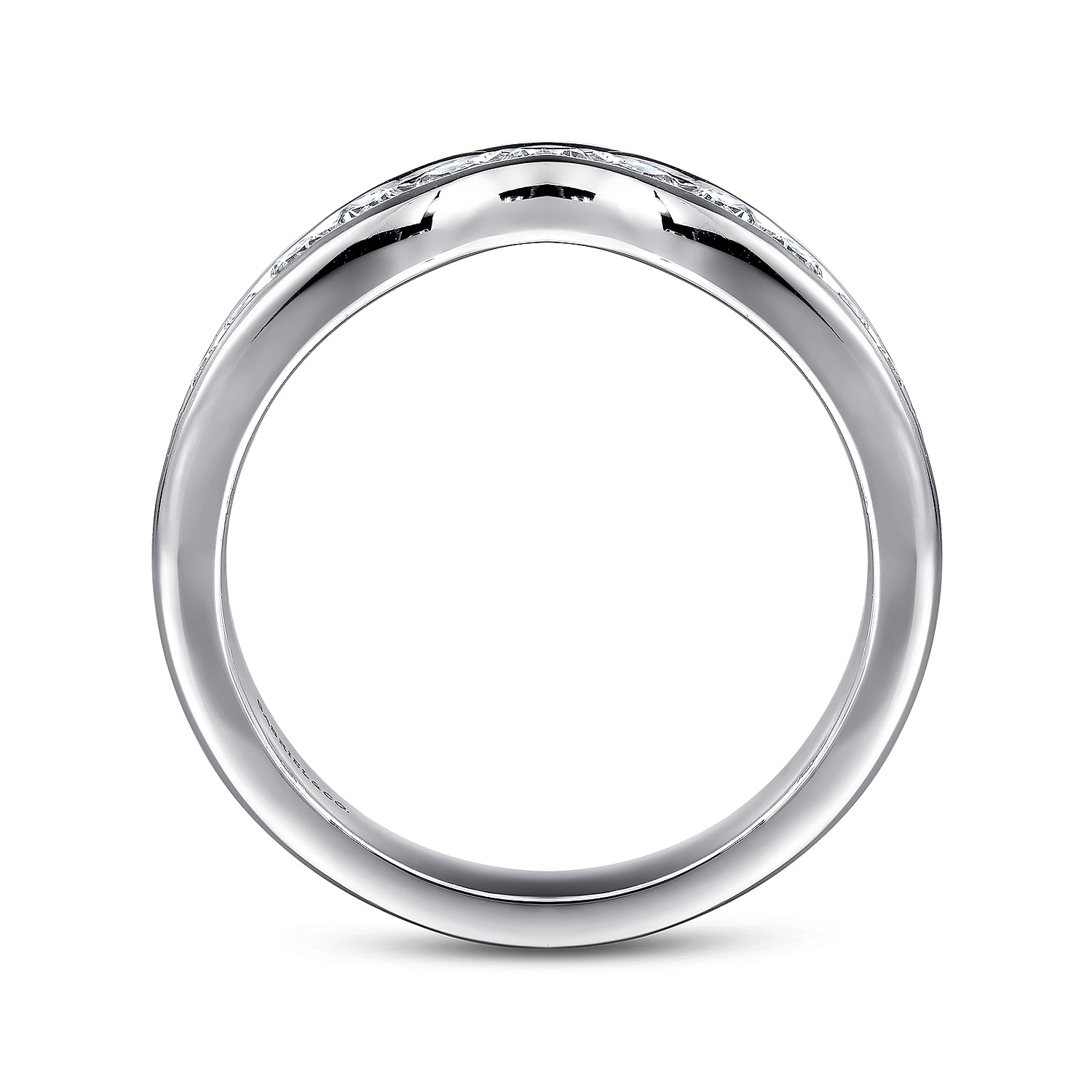 Chartres - Curved 14K White Gold Channel Set Diamond Wedding Band - 0.5 ct - Shot 2